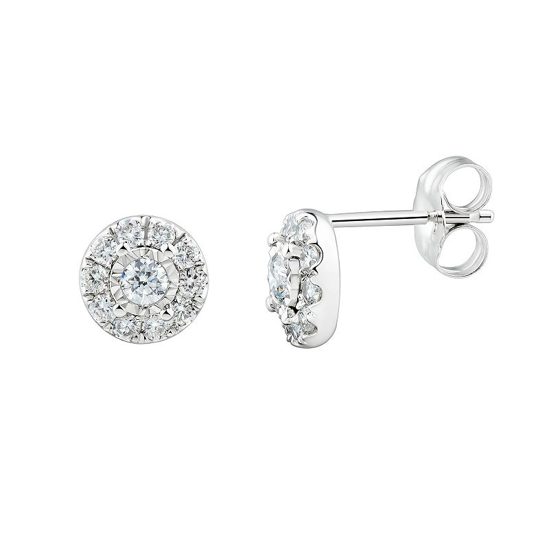 Grown With Love 10k White Gold 1/2 Carat T.W. Lab Grown Diamond Halo Stud E