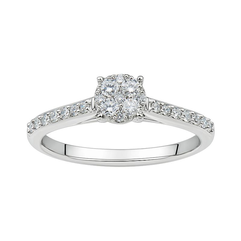 Grown With Love 10k White Gold 1/3 Carat T.W. Diamond Cluster Ring, Womens - 77588609 - Jewelry Highlighted by a cluster of scintillating lab-grow sku 77588609