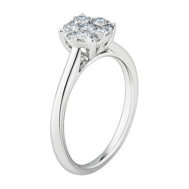 Grown With Love Sterling Silver 1/2 Carat T.W. Lab Grown Diamond Cluster Ring