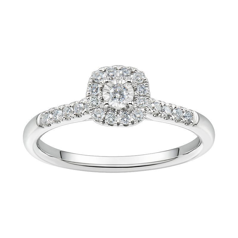 Grown With Love Sterling Silver 1/4 Carat T.W. Lab Grown Diamond Halo Ring,