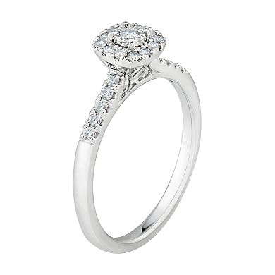 Grown With Love Sterling Silver 1/4 Carat T.W. Lab Grown Diamond Halo Ring