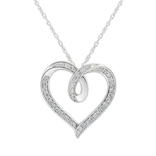 Grown With Love Sterling Silver 1 2 Carat T W Lab Grown Diamond Heart Pendant Necklace