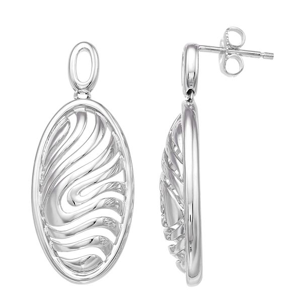 Sterling Silver Wave Drop Earrings