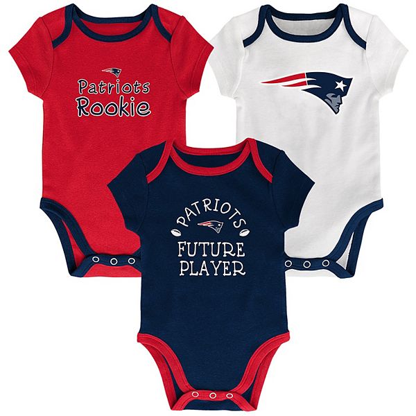 NFL New England Patriots 6-12m 3-Pack Short Sleeve Bodysuits