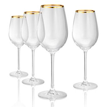 Artland Gold Band 4 pc Red Wine Glass Set