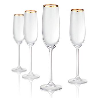 Artland Gold Band 4 pc Flute Glass Set