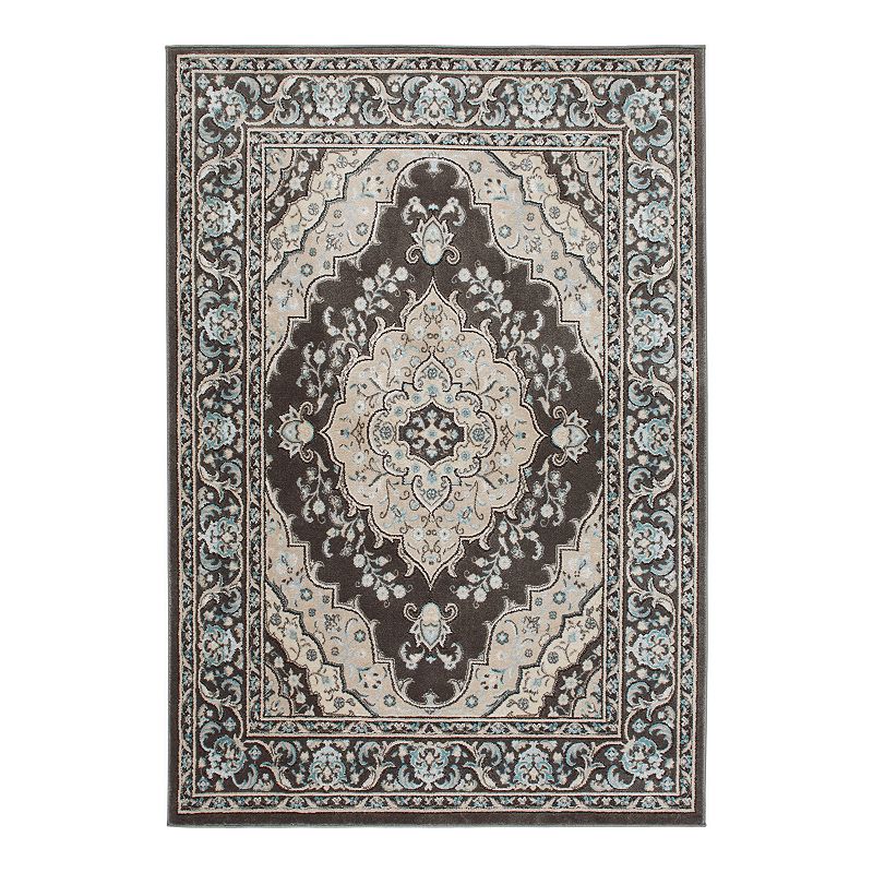 Home Dynamix Oxford Caspian Area Rug, Grey, 7-8 ROUND
