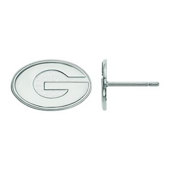 LogoArt Georgia Bulldogs Sterling Silver Rhodium Plated Post Earrings