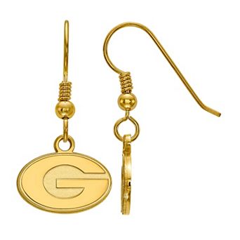 LogoArt Georgia Bulldogs Sterling Silver 14K Gold Plated Dangle Earrings