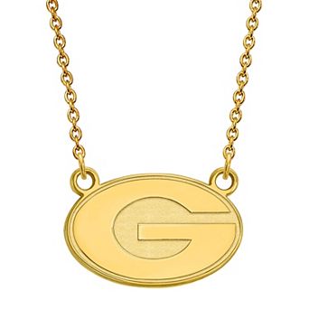 LogoArt Georgia Bulldogs Sterling Silver 14K Gold Plated Small Pendant With Necklace