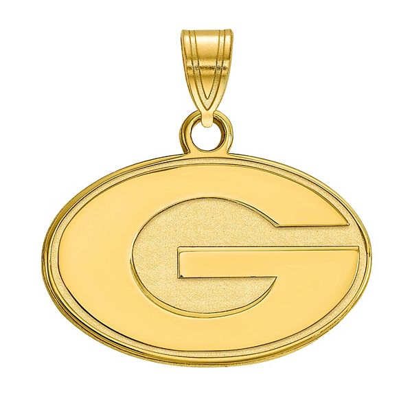 LogoArt Georgia Bulldogs Sterling Silver 14K Gold Plated Small Pendant