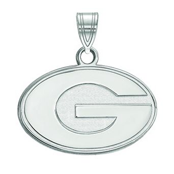 LogoArt Georgia Bulldogs Sterling Silver Rhodium Plated Small Pendant