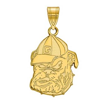 LogoArt Georgia Bulldogs Sterling Silver 14K Gold Plated Large Pendant