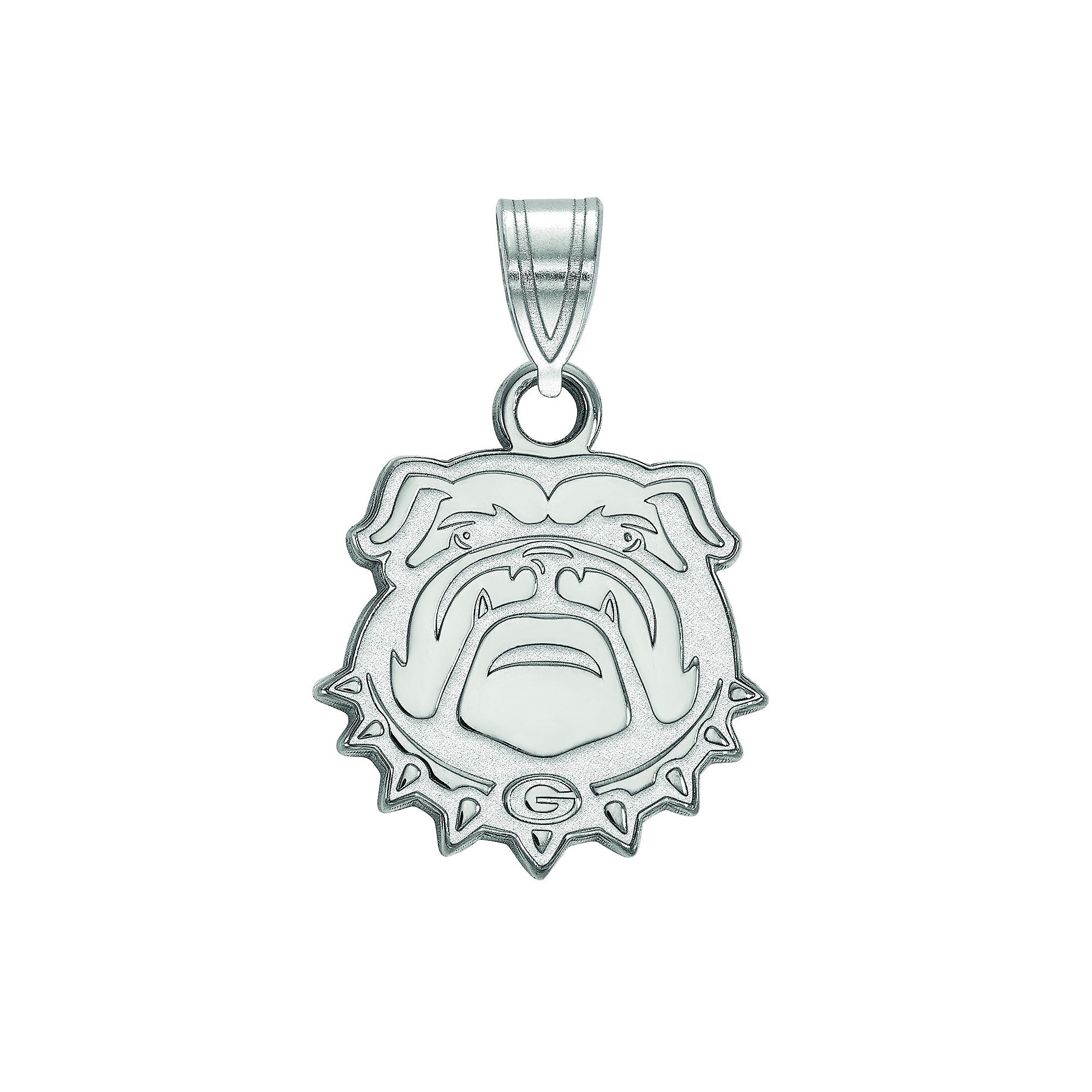 LogoArt Georgia Bulldogs Sterling Silver Rhodium Plated Small Pendant, Wome