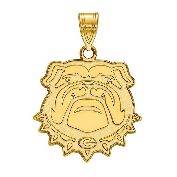 University of Georgia Bulldogs UGA Mascot Pendant Necklace Gold Plated Silver 13x12mm 18 Inches