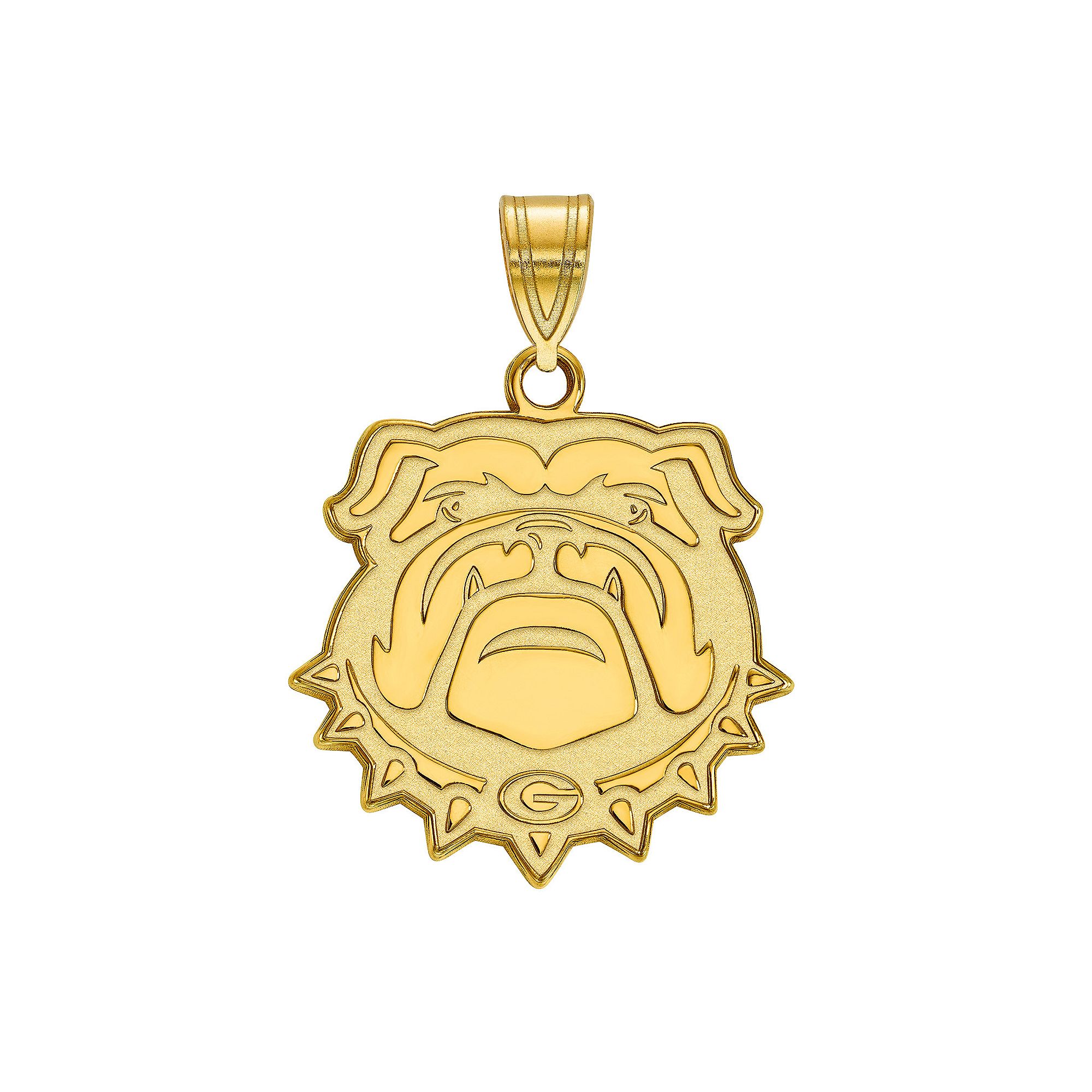 LogoArt Georgia Bulldogs Sterling Silver 14K Gold Plated Large Pendant, Wom
