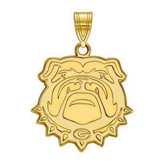 LogoArt Georgia Bulldogs Sterling Silver 14K Gold Plated Large Pendant
