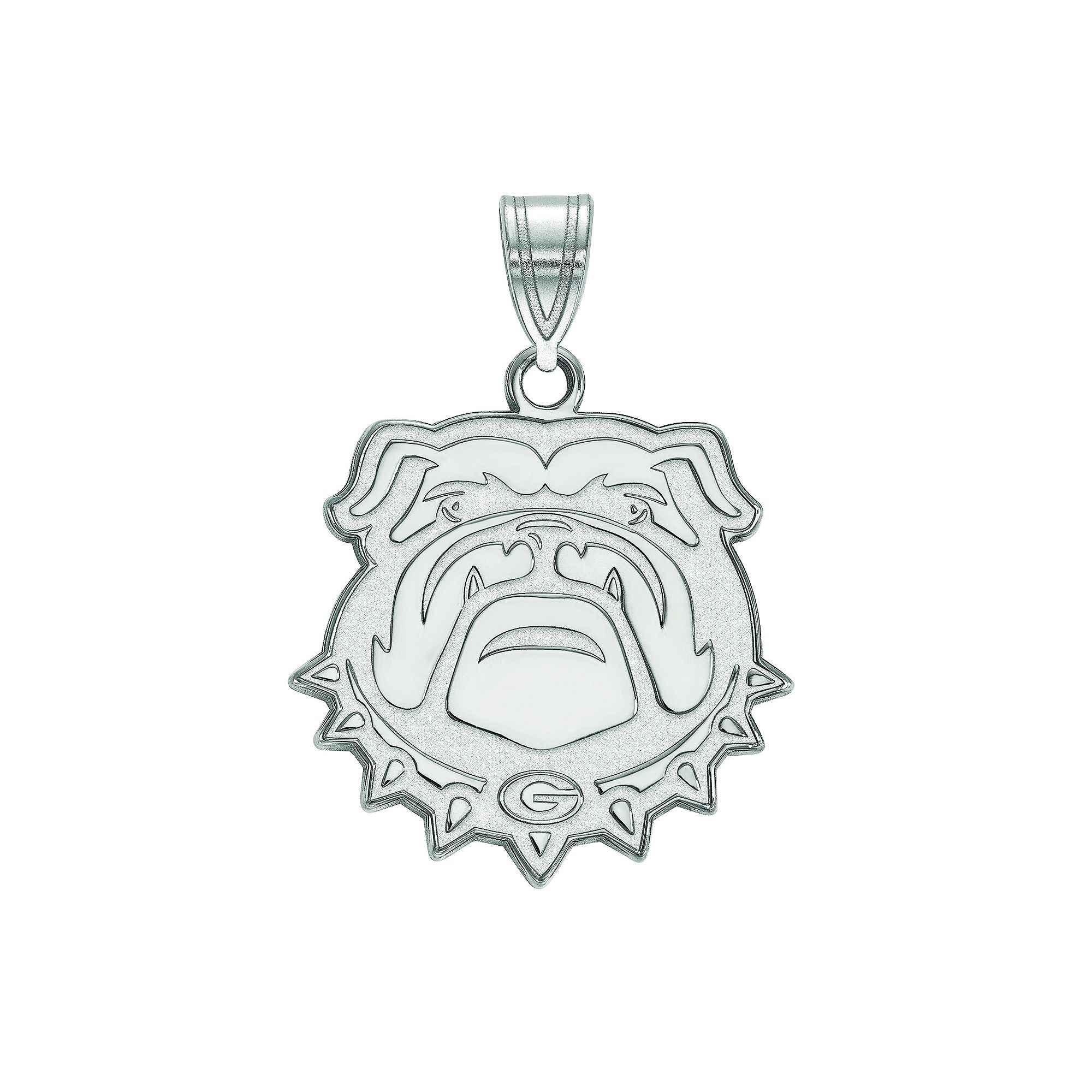 LogoArt Georgia Bulldogs Sterling Silver Rhodium Plated Large Pendant, Wome