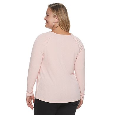 Plus Size EVRI Shirred Raglan Top