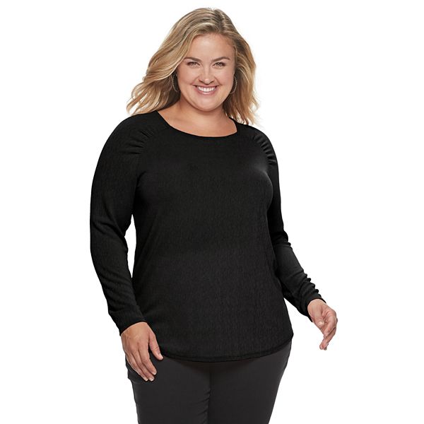 Plus Size EVRI™ Shirred Raglan Top