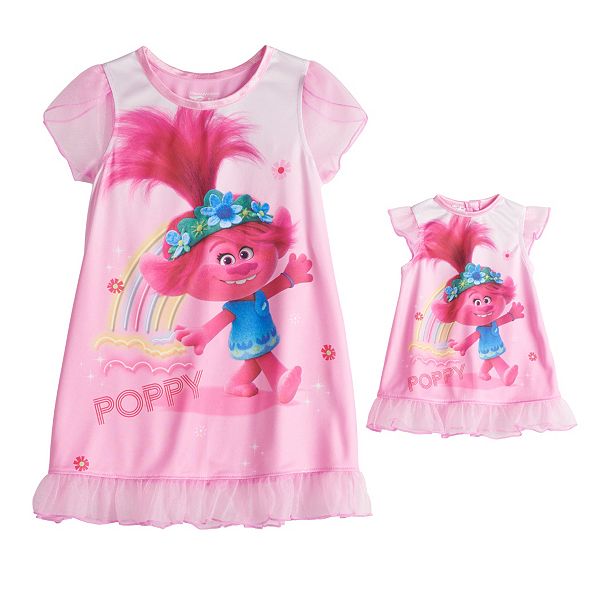 6 5 Trolls Girls' Toddler Poppy Pink Casual Flat Easter Dressy Fluffy Size 10 