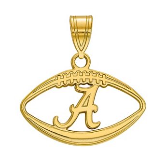 LogoArt 14k Gold over Silver Alabama Crimson Tide Football Pendant