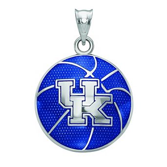 LogoArt Sterling Silver Kentucky Wildcats Dome Enamel Basketball Pendant Necklace