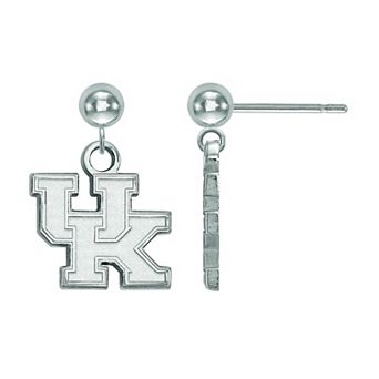 LogoArt 14k White Gold Kentucky Wildcats Dangle Ball Earrings