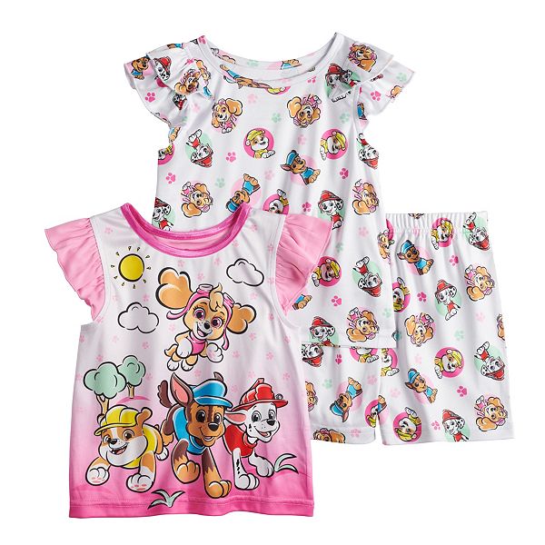 Nickelodeon Paw Patrol Toddler Girls 3 Piece Heart Pajama Set 