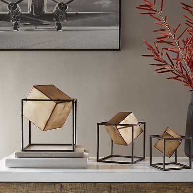 Madison Park Asher Gold Cube Decor 3-piece Set