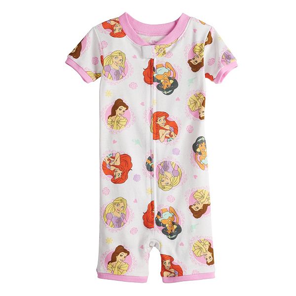 Disney Princess Toddler Girl One Piece Romper Pajamas