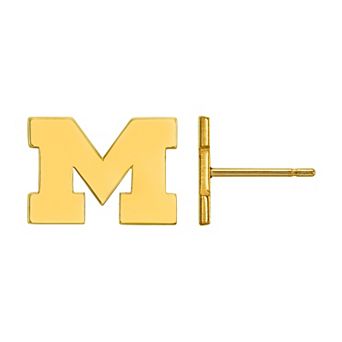 LogoArt Michigan Wolverines Sterling Silver 14K Gold Plated Post Earrings