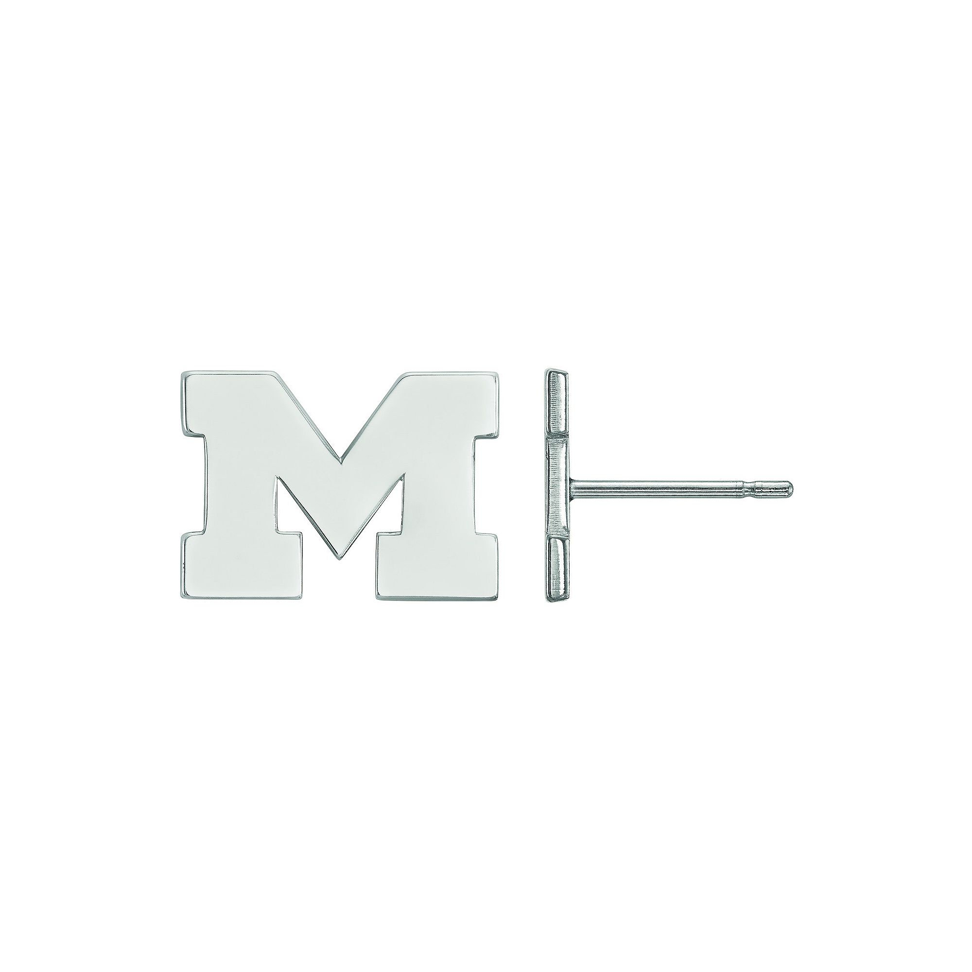 LogoArt Michigan Wolverines Sterling Silver Rhodium Plated Post Earrings, W
