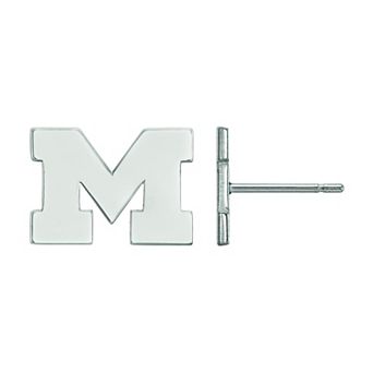 LogoArt Michigan Wolverines Sterling Silver Rhodium Plated Post Earrings