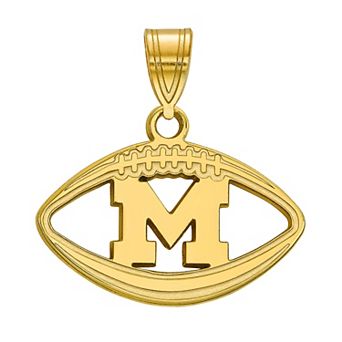 LogoArt 14K Gold Plated Michigan Wolverines Pendant in Football