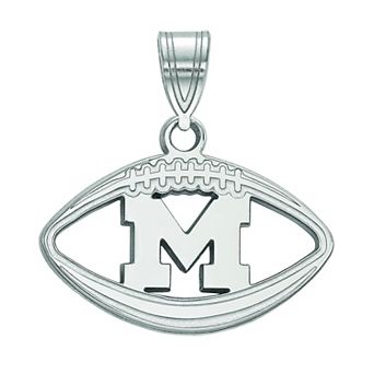 LogoArt Sterling Silver Michigan Wolverines Inside Football Pendant