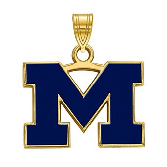 LogoArt 14K Yellow Gold Michigan Wolverines Blue Enamel Pendant