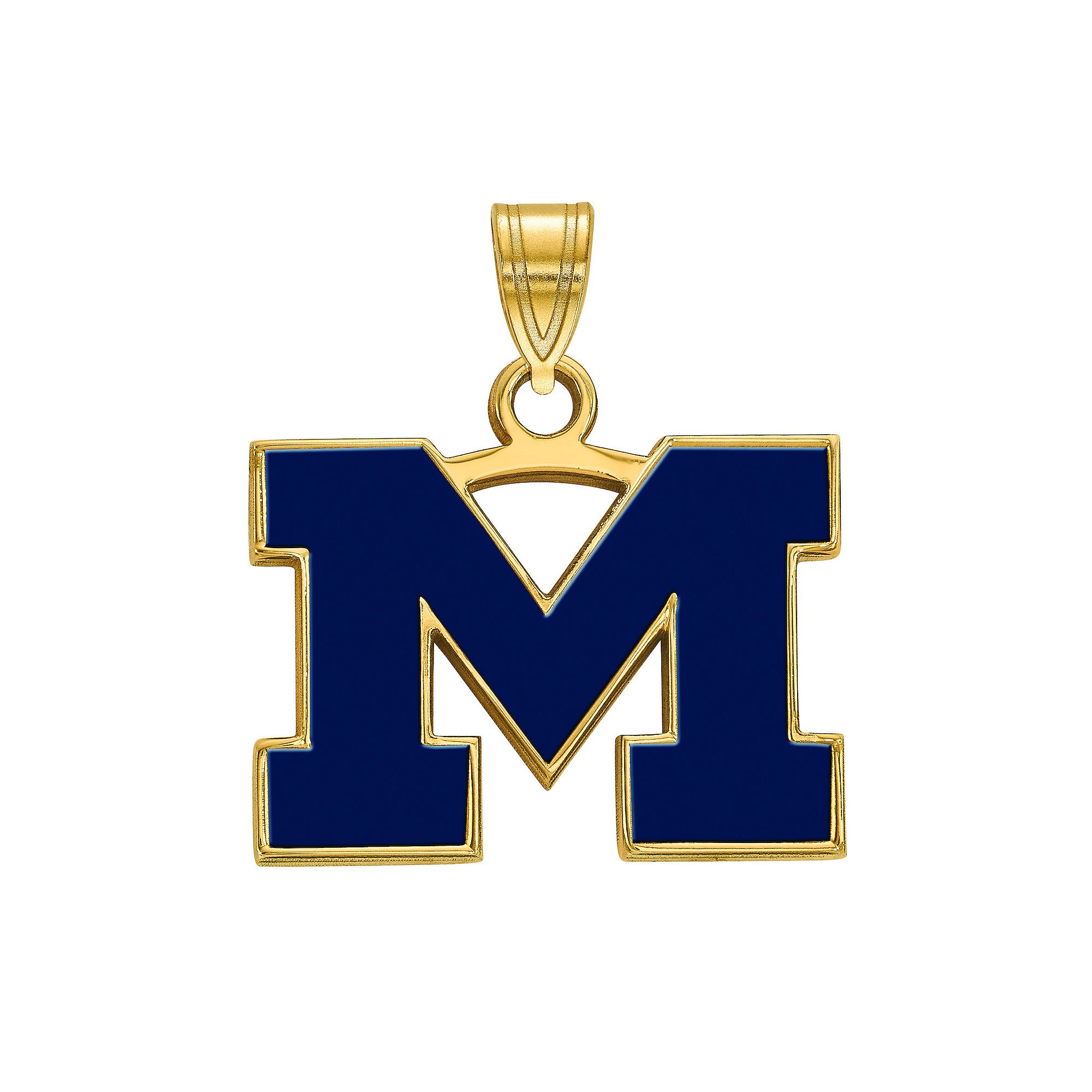 LogoArt 14K Gold Plated Michigan Wolverines Blue Enamel Pendant, Womens, S