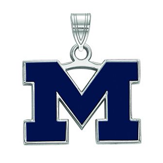 LogoArt Sterling Silver Michigan Wolverines Blue Enamel Pendant