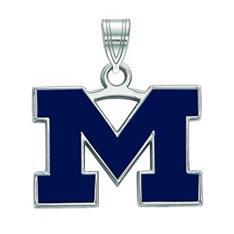 LogoArt Sterling Silver Michigan Wolverines Blue Enamel Pendant