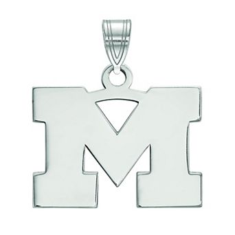 LogoArt 10K White Gold Michigan Wolverines Small Pendant