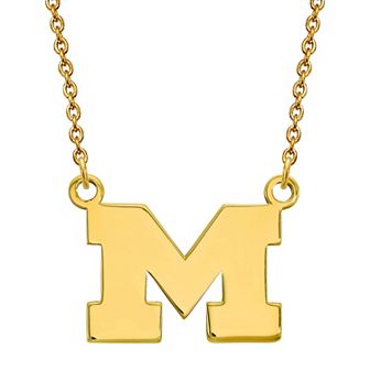 LogoArt 14K Gold Plated Michigan Wolverines Small Pendant with Necklace