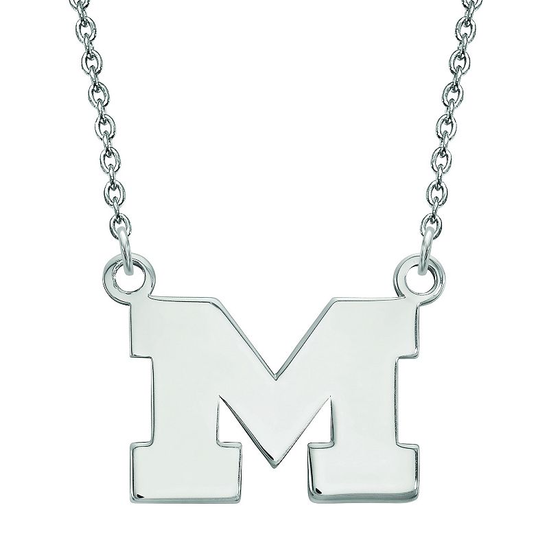 LogoArt 14K White Gold Michigan Wolverines Small Pendant with Necklace, Wom