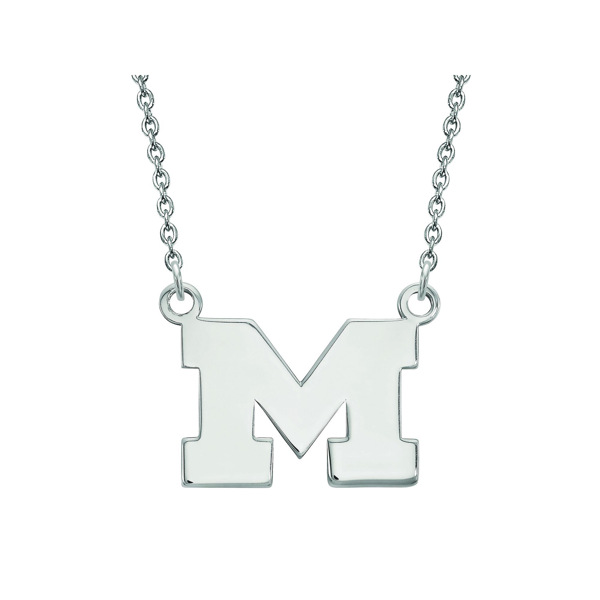 LogoArt Sterling Silver Michigan Wolverines Small Pendant with Necklace, Wo