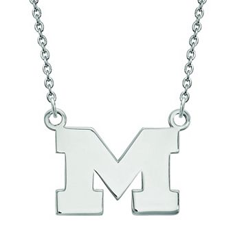 LogoArt Sterling Silver Michigan Wolverines Small Pendant with Necklace