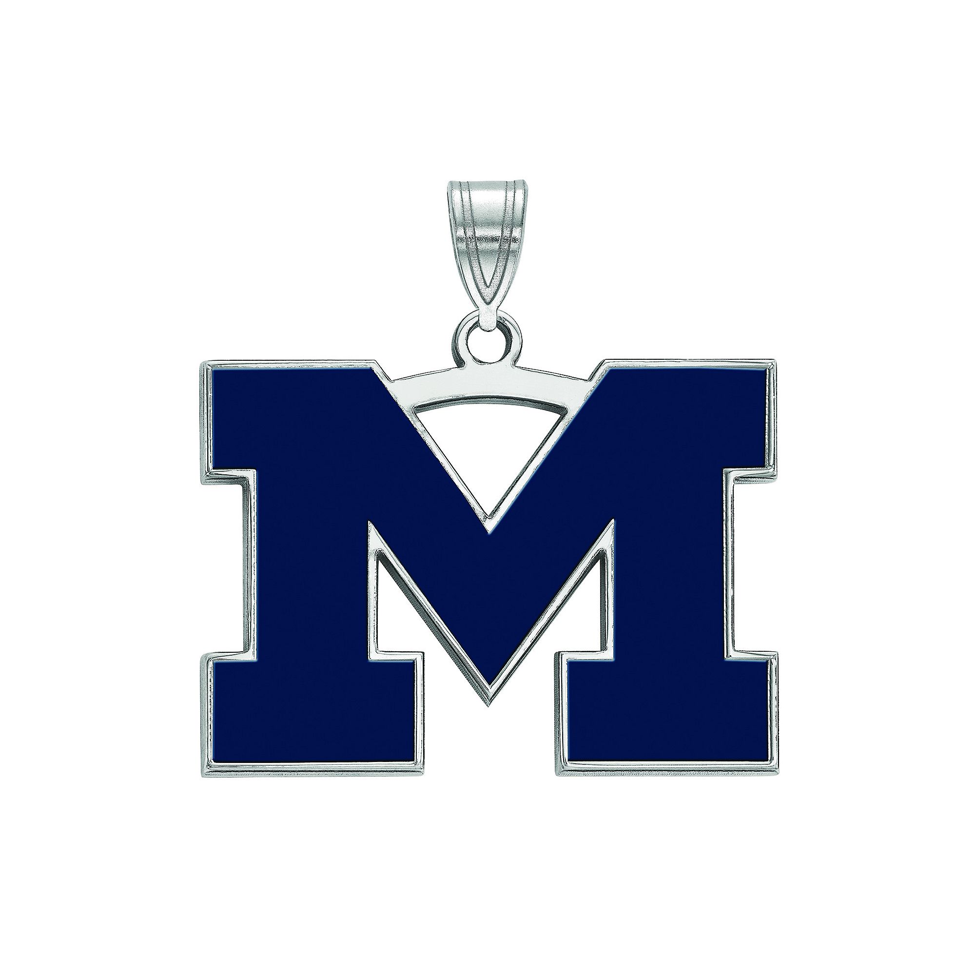 LogoArt Sterling Silver Michigan Wolverines Large Blue Enamel Pendant, Wome