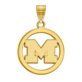 LogoArt 14K Gold Plated Michigan Wolverines Medium Pendant in Circle