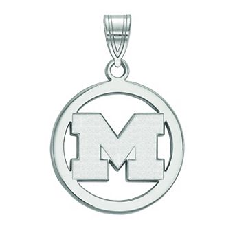 LogoArt Sterling Silver Michigan Wolverines Pendant in Circle