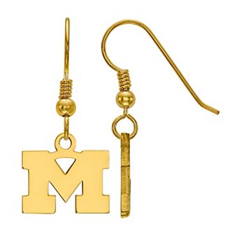 LogoArt 14K Gold Plated Michigan Wolverines Extra Small Dangle Earrings