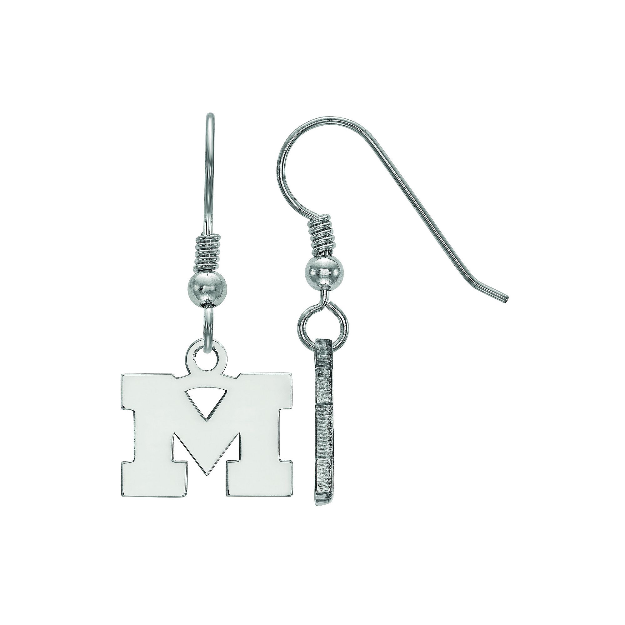 LogoArt Sterling Silver Michigan Wolverines Extra Small Dangle Earrings, Wo